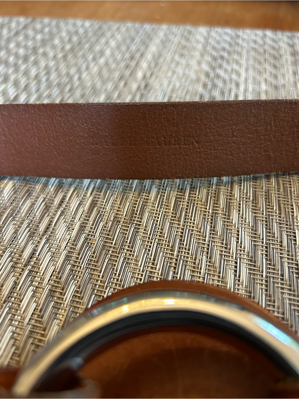 Ralph Lauren Tan Leather Belt with Silver Circular Buckle 🤩🥳 🔥😻. Used - Picture 7 of 9